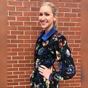 KENZO Paris Long Sleeve Floral Dress XS